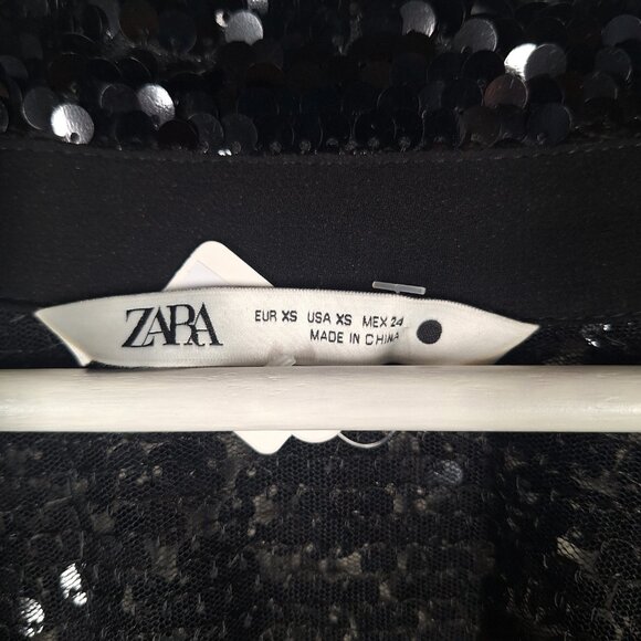 Zara Womens Dresses Black Sequin Tunic Long Sleeved Size XS - Picture 2 of 7